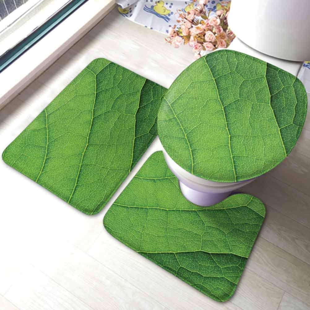 Bathroom Rug Set Bath Contour Mat Macro Texture of Green