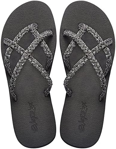 Everelax Women's Flip flops Sandal 8 B(M) US, Silver Grey