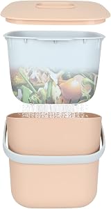 ASelected Kitchen 6.5L Food Waste Compost Caddy Bin with Lid Light Coffee view 4
