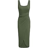CIDER Women's Bodycon Dress Square Neck Twist Knotted Ruched Sleeveless Maxi Tank Elegant Long Summer Dresses 2025