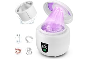EONINI Waterproof Ultrasonic Retainer Cleaner Machine with 180ml Removable Water Tank – 45kHz Ultrasonic Cleaner for Mouth Guards, Jewelry, and Retainer Cleaner– Digital Timer, Smart Pause, Quiet to 30dB