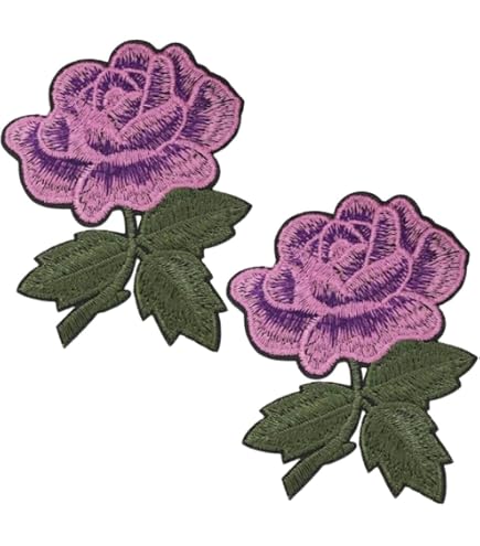 ETDesign 2-Pack White Rose Embroidery Iron On Patches - 1 1/8 X 4 3/4 Inch Flower Appliques For Clothing - View #7