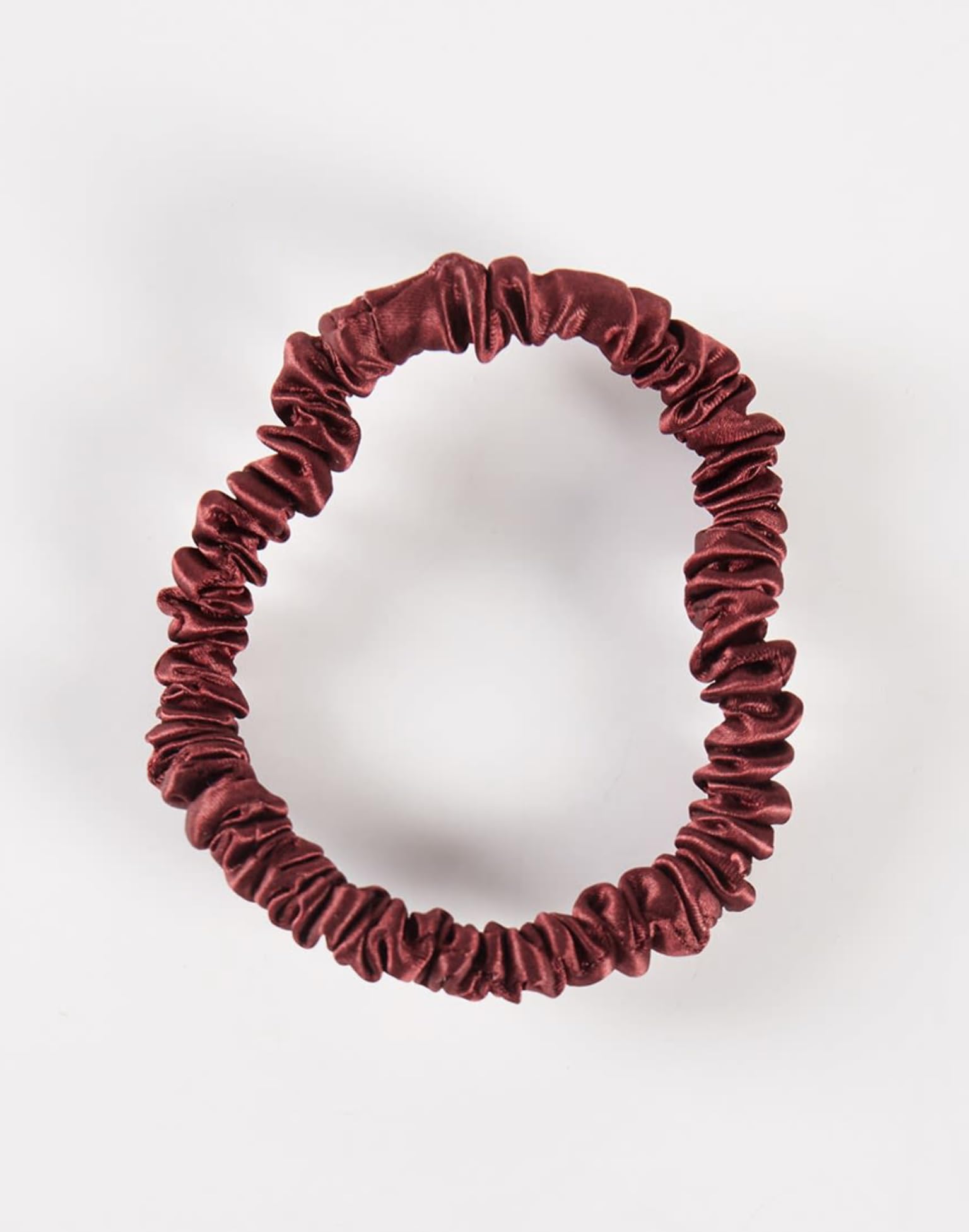 Waterlily Scrunchie 100% Mulberry Silk 22momme Skinny Thin Small Hair Ties Scrunchies for Women Soft Natural Care (Burgundy)