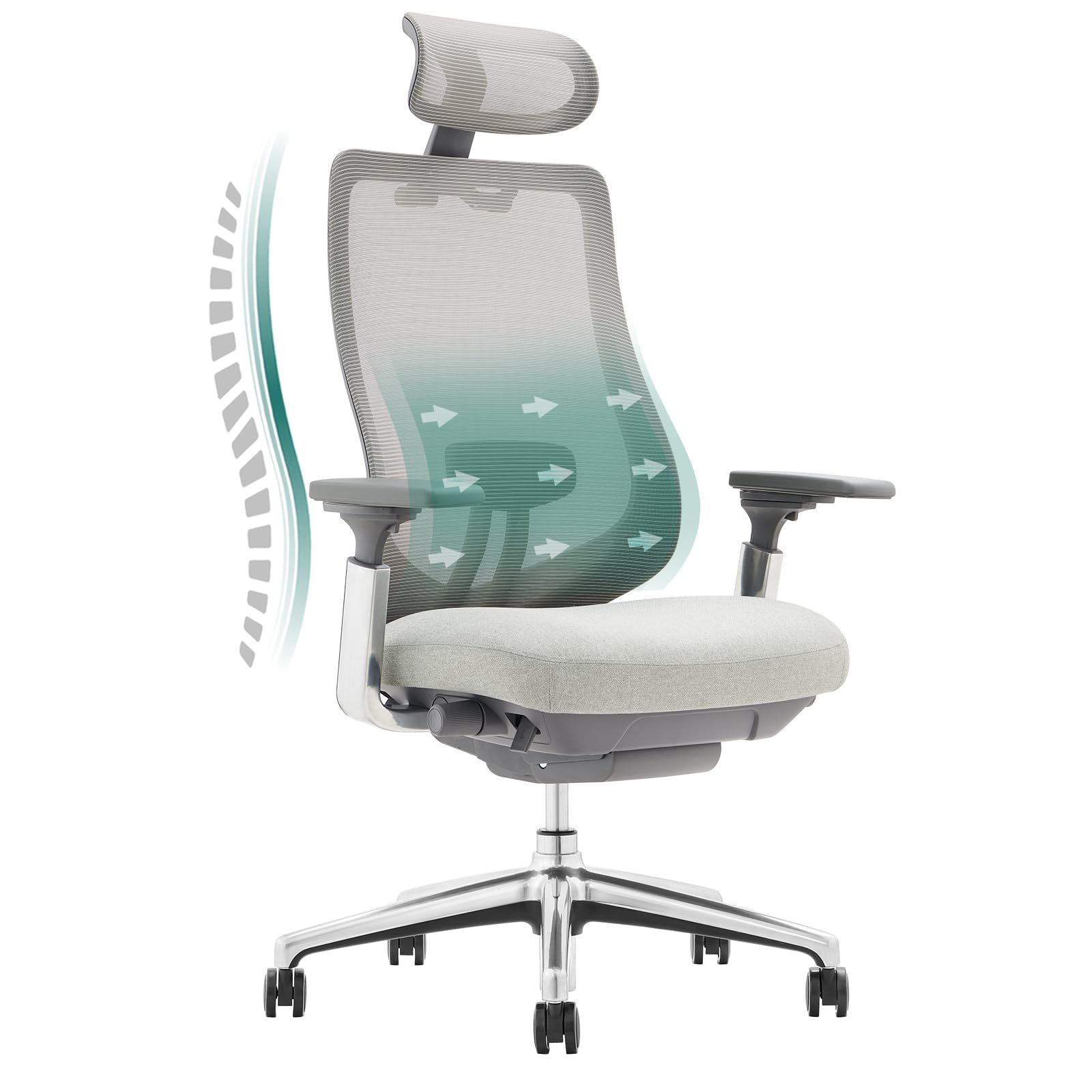 Photo 1 of *USED*
COLAMY Ergonomic Mesh Office Chair, High Back Computer Executive Desk Chair with Adjustable Headrest and 4D Arms, Slide Seat, Tilt Lock-Light Grey