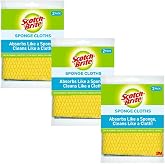 Scotch-Brite Sponge Cloth &ndash; 6-Pack (3 Packs of 2 Each), Reusable and Washable, Highly Absorbent, Multi-Purpose Cleaning Cloths