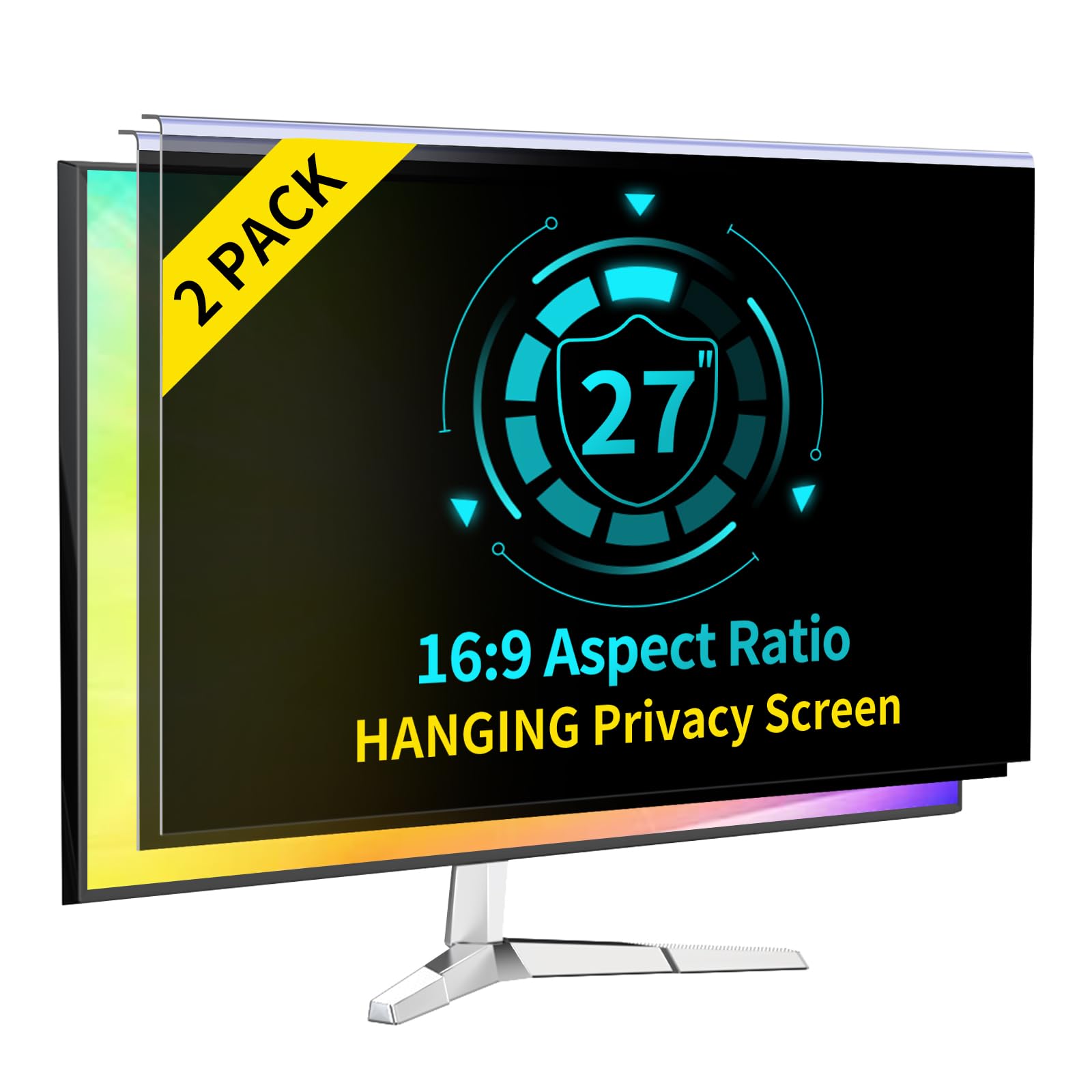 Photo 1 of DEJIMAX [2-Pack] 27 Inch Computer Privacy Screen for 16:9 Computer Monitor, Anti-Blue Light Monitor Privacy Screen Fliter, Anti-UV Computer Screen Privacy Shield, Hanging Type
