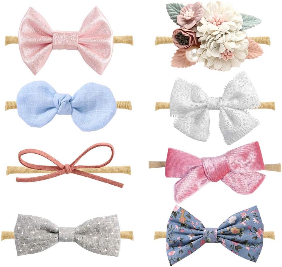 Baby Girl Headbands and Bows,Hair Accessories Soft Nylon Headbands for Newborn Infant Toddlers Kids