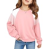 Haloumoning Girls Oversized Colorblock Sweatshirts Kids Fashion Fleece Drop Shoulder Pullover 5-14 Years