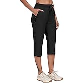 MoFiz Capri Pants for Women Lightweight Ice Cool Capris for Women Casual Summer with Zipper Pockets