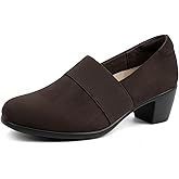 VJH confort Women’s Heeled Shoes, Comfortable Elastic Low Block Chunky Heels Pumps