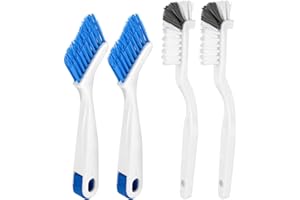 SENEMO Small Crevice Cleaning Brush Set for Household Use, 4-Piece Multifunctional Small Scrub Brushes Hard Bristle Gap Cleaning Brushes with Handle for Kitchen Sinks Window Tracks Bathroom Corners(4)