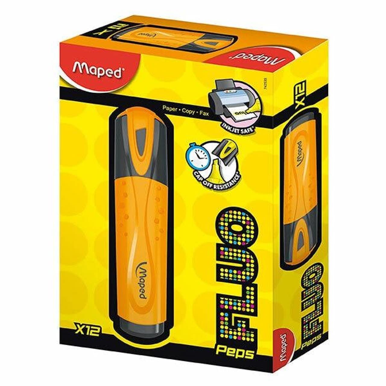Maped Fluo Peps Classic Highlighter, Orange, Pack of 12 (742535) — image 1