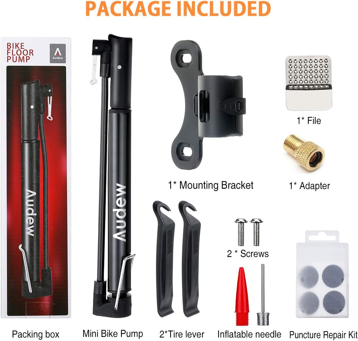 Audew 160 PSI Mini Bike Pump for Presta and Schrader : Sports & Outdoors