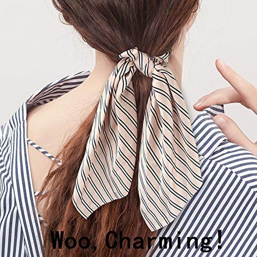 Silk Scrunchies for Hair, Ribbon Bow Scrunchies for Women Girls, 10 Pcs Hair Scrunchies With Scarf