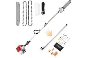 HOMDOX Gas Powered Pole Saws, 58CC Extendable Reach to 16FT, 2 Cycle Powerful Gas Pole Saw 11.5inch Guide Bar Gas Pole Saws for Tree Trimming Upgrade