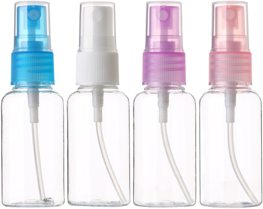 Sinide Plastic Spray Bottles 30ML- 4 Pack 1oz Empty Portable Refillable Makeup Clear Sprayer Bottle with Fine Mist Sprayer for Perfume, Essential Oils, Liquids, Aromatherapy, Travel Size (4 Pack)