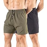 Gaglg Men's 5" Running Shorts 2 Pack Quick Dry Athletic Workout Gym Shorts with Zipper Pockets