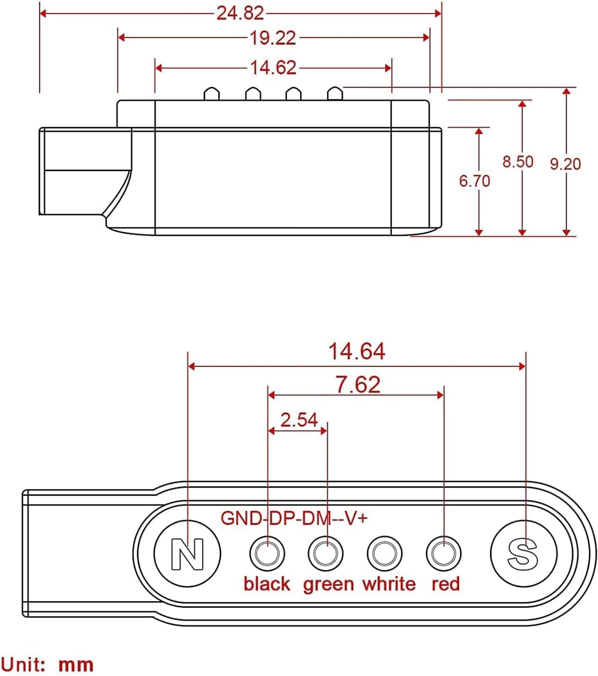 Aliwisdom [2 Pack] Universal Smart Watch Charger Magnetic 7.62mm, Smartwatch Accessories Universal 4 Pin Magnetic Replacement Charger Compatible Cable Contact pin spacing 7.5mm - 8mm