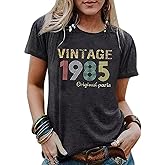40th Birthday Gift for Women Vintage 1985 Shirt Letter Print Retro Party Tops Casual Short Sleeve Birthday Tee