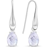 925 Sterling Silver Gemstone Earrings for Women - Earrings Silver Dangle - Teardrop Earrings for Women - Silver Drop Earrings for Women - Birthstone Jewelry - Formal Earrings for Women