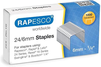 Rapesco S24607Z3 Type 24/6 mm Galvanised Staples Pack of 1000