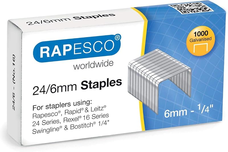 Rapesco S24607Z3 Type 24/6 mm Galvanised Staples Pack of 1000