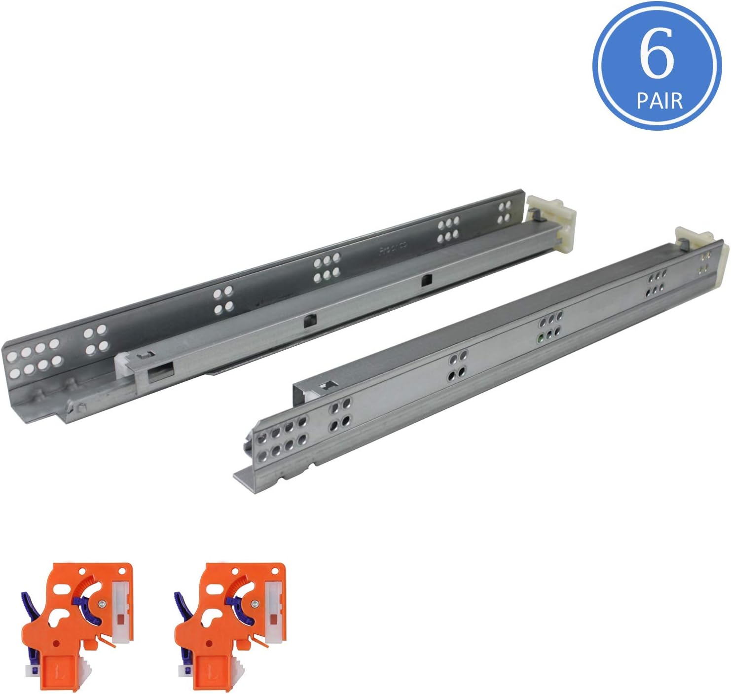 6 Pair 18 Soft Close Drawer Rails Full Extension Undermount Zinc