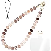 CH.YISHI Handmade Natural Stone Beaded Charm Cell Phone Camera Lanyard, Hands-Free Wrist Strap, Phone Chain Keychain String