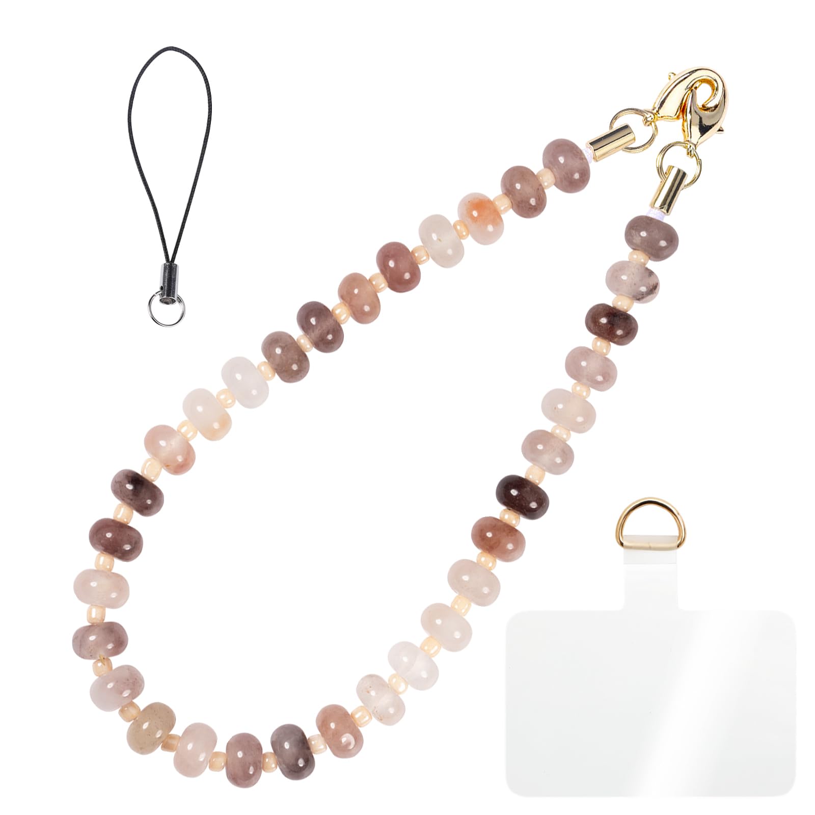 Handmade Natural Gemstone Crystal Beaded Charm Cell Phone Camera Lanyard, Hands-Free Wrist Strap, Phone Chain String, Keychain Decor for Wallet (Violet Agate)