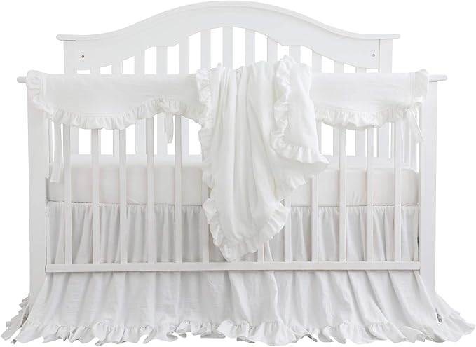 white ruffle crib bedding