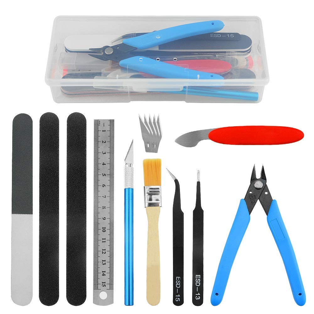 BGTXINGI 15Pcs Modeler Basic Tools Craft Set for Gundam Model Tools Kit with Plastic Box for Model Assemble Car Hobby Model Building and Fixing DIY Craft kit