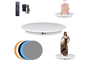 JAYEGT Motorized Rotating Display Stand,350Lbs Load，360 Degree Electric Rotating Potography Turntable for Products Display，Live Show， Remote Control +5 Colors Backgrounds (White / 16.5inch /Wired)