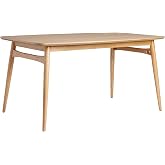 Walker Edison Mid-Century Modern Solid Wood Tapered-Leg Dining Table, 59 Inch, English Ash