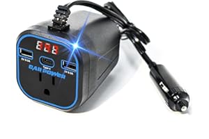 FAMIDGE 200W Car Power Inverter, car Outlet Adapter 12v to 110v, Car Outlet Adapter with Dual USB and Type-C, car Adapter for Plug Outlet, Laptop, CPAP, 2025 New Upgrated Overload Protection, Blue