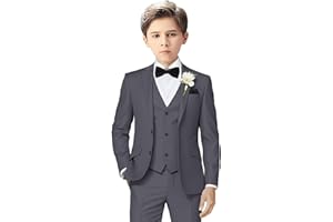 LOPEN STU Boys Suit 3 Piece Tuxedo Suits for Boys Wedding Easter Outfits Kids Formal Suit Dress Jacket Vest Pants Bowtie Set
