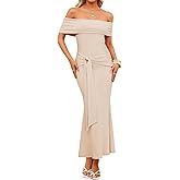 ZESICA Women's 2026 Off Shoulder Bodycon Maxi Dress Summer Spring Formal Elegant Cocktail Party Wedding Guest Midi Dresses