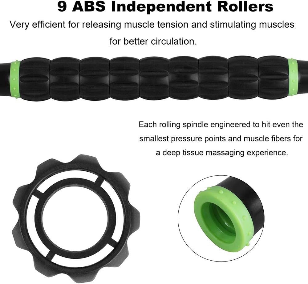 Yansyi Muscle Roller Stick for Athletes - Body Massage Roller Stick - Release Myofascial Trigger Points Reduce Muscle Soreness Tightness Leg Cramps & Back Pain for Physical Therapy & Recovery (Black): Health & Personal Care