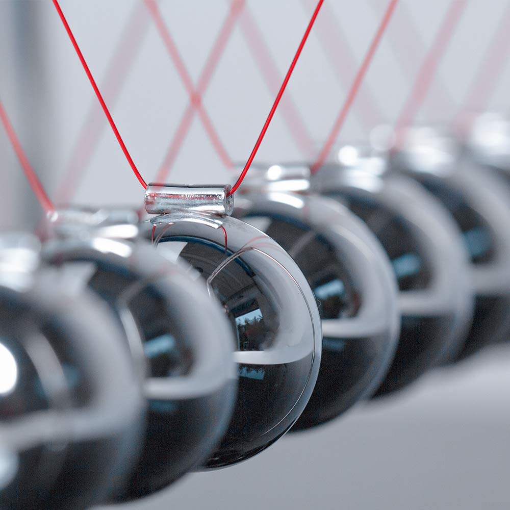 CERROPI Newton Cradle Balance Balls, Newton Pendulum with 7 Balls, Classic Newton Swing Ball, Science Physics Gadget | Desk Toys & Accessories, 70+ Sec Swingtime, Marble Base, Black
