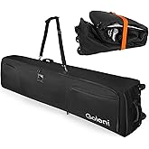 Goloni Ski Bag with Wheels,Padded Snowboard Bag for Air Travel,600D Waterproof Fabric,Foldable Snow Bag Fits 2 Pairs Skis