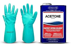 Centaurus AZ Fast-Acting Acetone Cleaner - Crown – 100% Acetone - 16 Oz - 100 Percent Pure Acetone for Cleaning, Thinning, and Degreasing - Adhesive Acetone Remover - Available Gloves