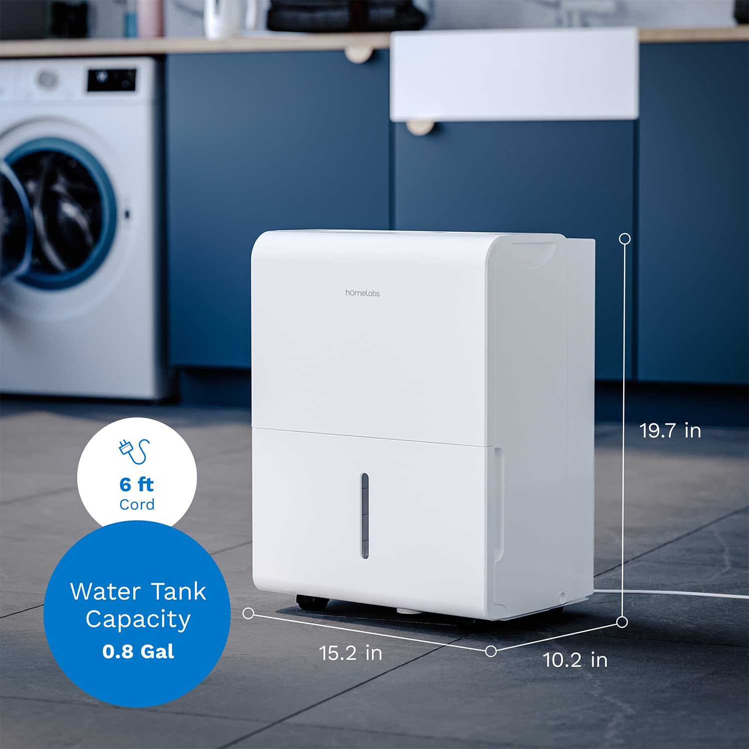 hOmeLabs 1,500 Sq. Ft Energy Star Dehumidifier for Medium to Large Rooms and Basements white