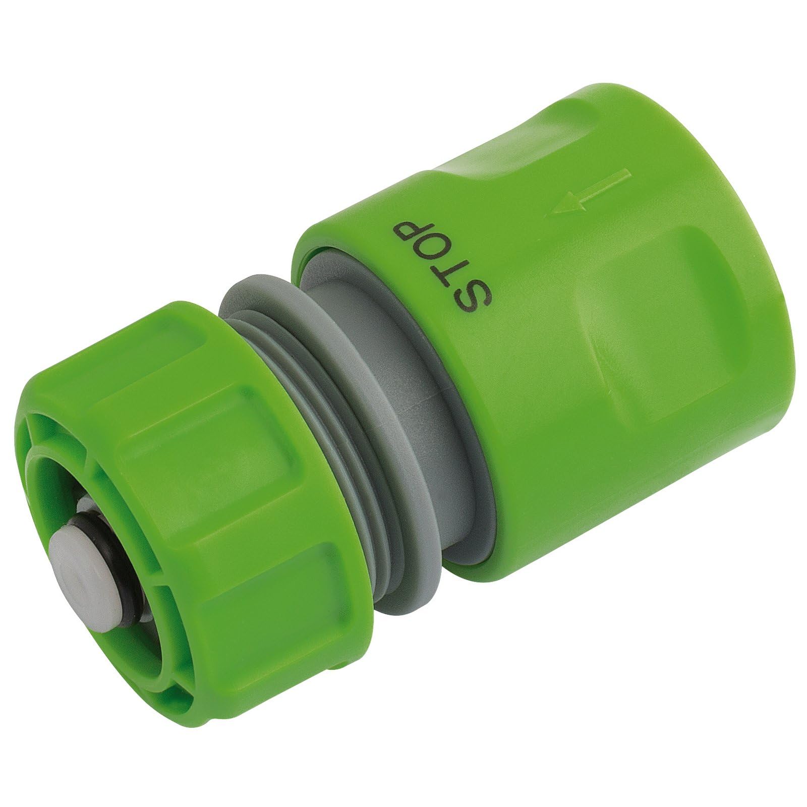 Draper 1/2" Garden Hose Connector | Water Stop Feature | Multifunction Universal Gardening Accessory | Quick Fitting | Watering Connection | 25902, Green