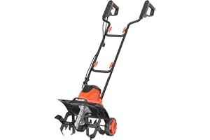 MAXLANDER Electric Tiller Cultivator, 14 Inch 12 Amp Corded Tiller for Gardening with Foldable Handle, 4 Steel Tines, Garden Rototiller with Wheels for Lawn Yard Soil Cultivation