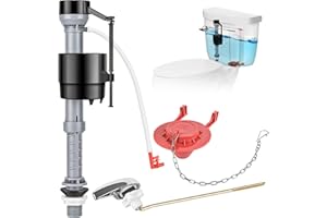 Houpeoro Universal Toilet Flusher Replacement Kit, Fill Valve, 2-Inch Flapper, Toilet Handle Lever, Adjustable, Quiet, Easy to Install, Complete Toilet Parts Inside Tank Kit (Red, 1-Pack)