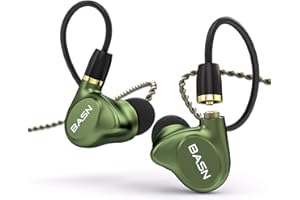 BASN Metalen 4 Drivers in-Ear Monitors Headphones, Noise Isolating IEMs with Deep Bass, for Musicians Singers Drummers Bassists(Metallic Green)