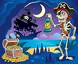 Pirate Cove Theme Image 2 Peel and Stick Fabric Wall Sticker by Wallmonkeys Wall Decals - 24 Inches W x 20 Inches H