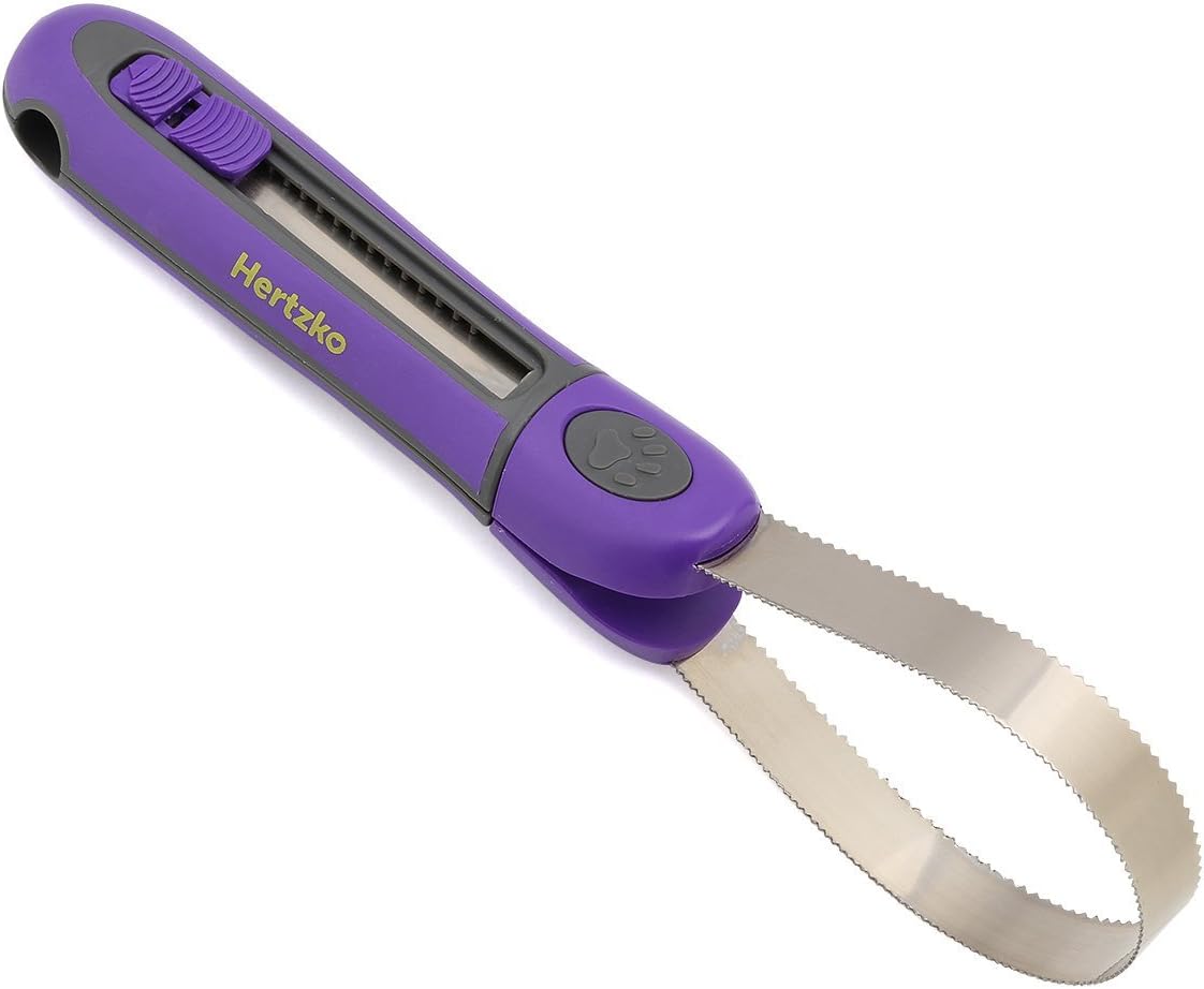 HertzkoDeshedding Tool Blade Can Be Used Either Looped or Straight - Coarse and Fine Teeth for Long and Short Coats - Removes Dead Hair and Reduces Shedding Drastically