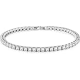 CZ Birthstone Tennis Bracelet for Women - 3/4mm 18K Gold Plated 5A+ Cubic Zirconia Gemstone Jewelry - 7.1" Wedding Party for Brides Bridesmaid