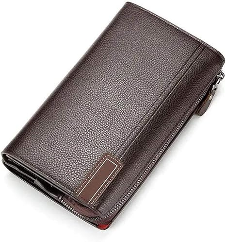 Amazon Co Jp メンズウォレット Puビジネスカジュアルジッパークラッチバッグ4現金は財布nポケット メンズ二つ折り財布とコイン財布 色 褐色 Size 22 3x13c4 8cm ホーム キッチン