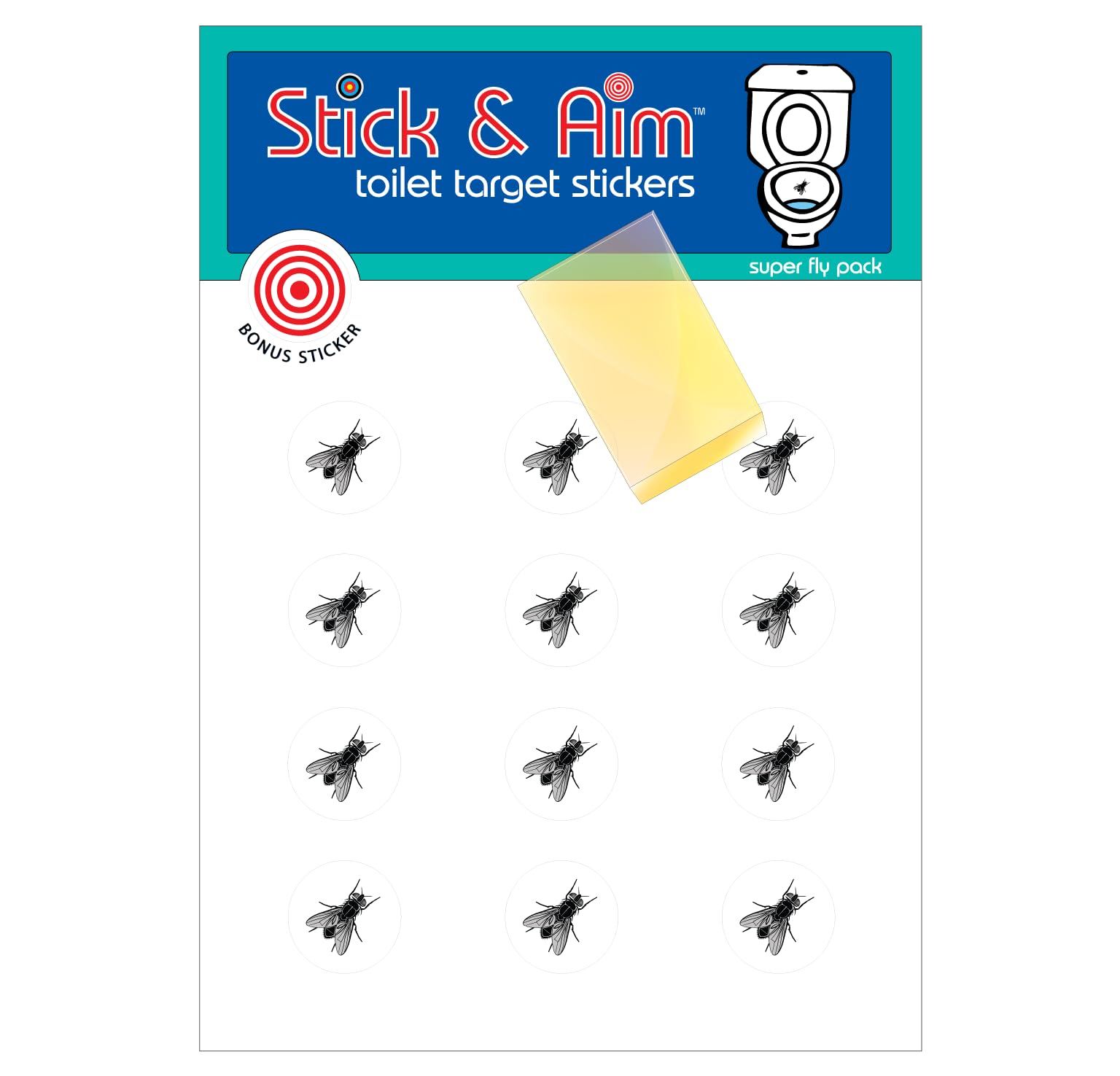 Urinal Fly Pack (13 Targets) Toilet Target Stickers with Applicator Smoothing Tool for Easy Installation in Toilets and Urinals. Fun Toilet Training Aid to Help Improve Aim. Toilet Target for Boys.